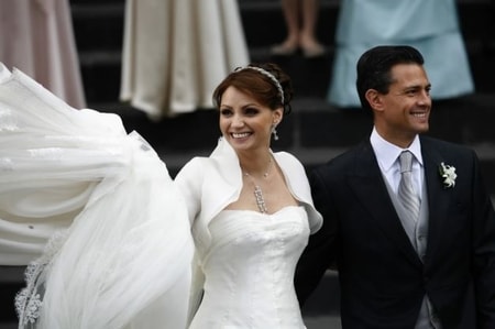 Angelica Rivera with Enrique Pena Nieto at their lavish wedding in 2011
